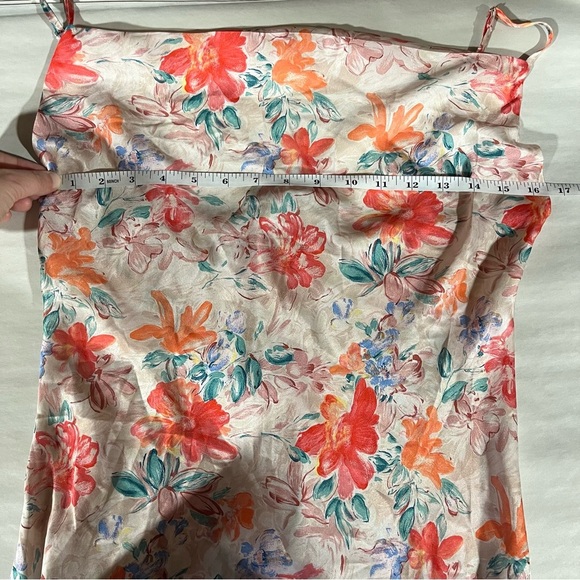 Paper Heart Pink Satin Slip Dress with Spaghetti Straps with Front Slit - Picture 7 of 9